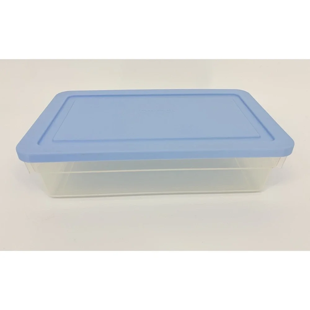 Vintage Rubbermaid Keepers 0286 Storage Box Slate Blue Lid Clear Container
